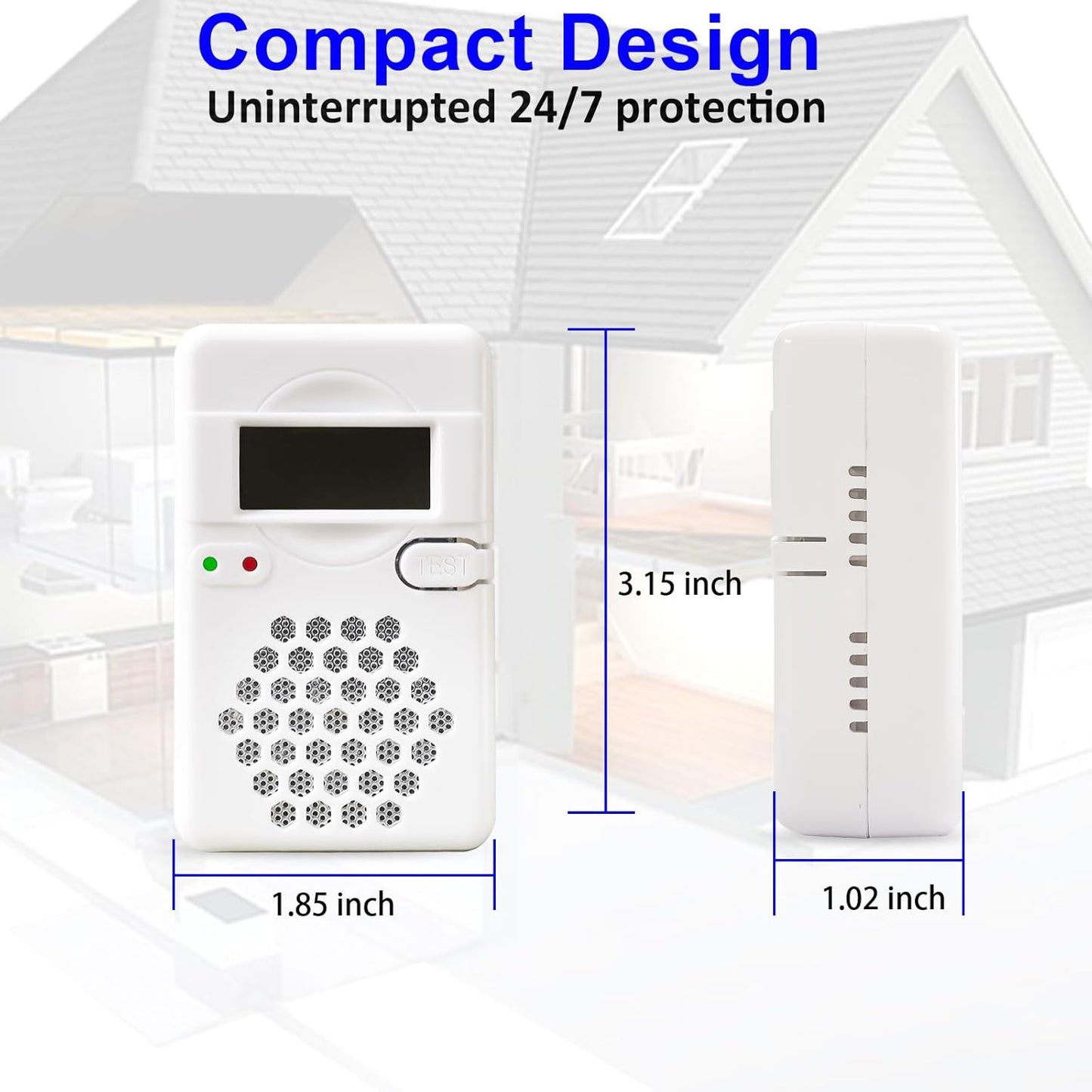 Carbon Monoxide Detector Alarm with Digital LCD Display, CO Detector Alarm with Replaceable Battery,Test-Reset Button, Low Battery Indicator, Portable,Complies with Ul2034(Batteries NOT Included)